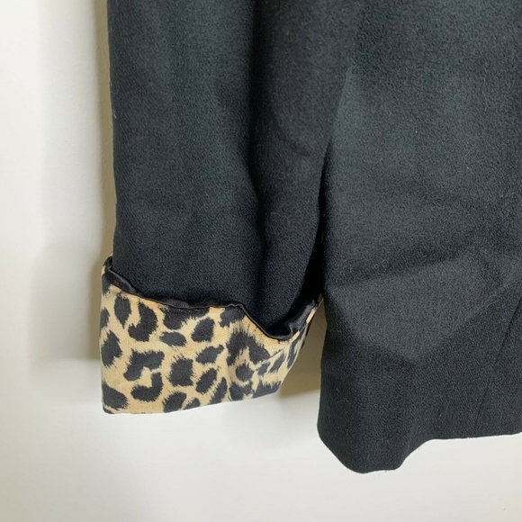 Vintage Pendleton Women 12 Black/Cheetah Virgin Wool Blazer Jacket Lagenlook - Picture 2 of 10